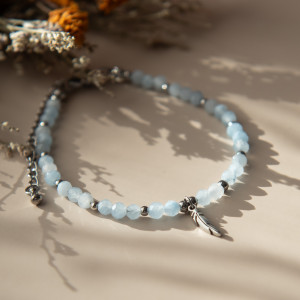 Bransoletka BOHO BLUE ✧ akwamaryn ✧ piórko
