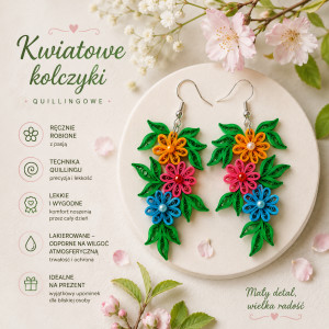 autorskie lekkie kwiatowe kolczyki
