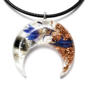 Lunula Orgonit z Chabrami i Obsydianem – Słowiański Wisior Handmade