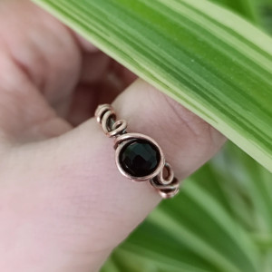 Onyks Regulowany pierścionek miedziany Wire Wrapping z kamieniem naturalnym