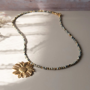 Naszyjnik SUNFLOWER ✧ jaspis dalmatyński ✧ słonecznik