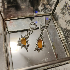 Kolczyki sea glass+cyna bezołowiowa