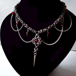 Naszyjnik chainmaille "Red Beauty"