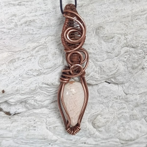 Skolecyt Wisiorek miedziany Naszyjnik Wisior Wire Wrapping z kamieniem naturalnym