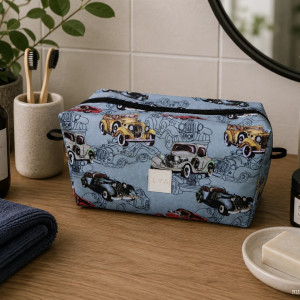 Kosmetyczka męska etui saszetka organizer męska kosmetyczka wodoodporna kuferek retro auta