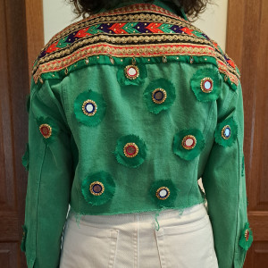 Kurtka  zielona jedyna w stylu bollywood  handmade # upcycling