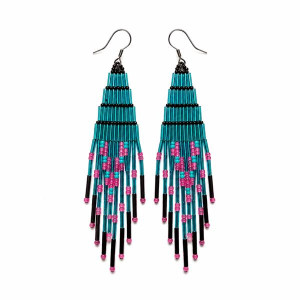 Turkusowe kolczyki etniczne Ticala z koralików | Handmade Boho