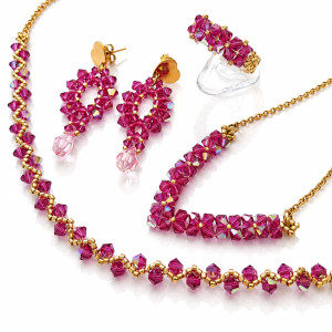 4-elementowy Komplet Biżuterii Fuchsia AB