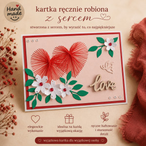 kartka okolicznościowa ręcznie haftowana w pudełku