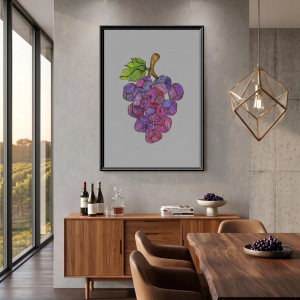 95 Winogrono różowe „olej” – grafika, rysunek, plakat.