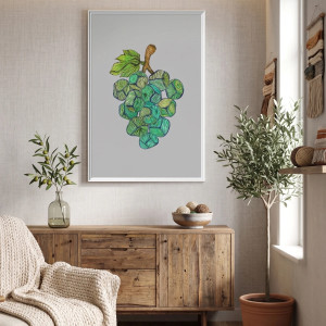 96 Winogrono zielone „olej” – grafika, rysunek, plakat.