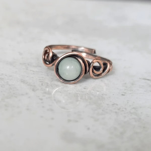 Amazonit Regulowany pierścionek miedziany Wire Wrapping z kamieniem naturalnym