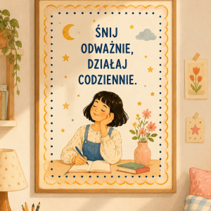 Plakat motywacyjny „Śnij odważnie, działaj codziennie”A4