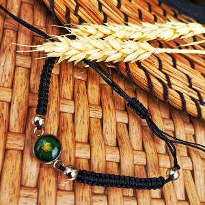 Bransoletka handmade z prawdziwą gipsówką | Makrama | Stal nierdzewna | Żywica Resin Pro | Regulowana