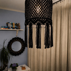 Abażur makramowy w stylu Boho „Noir Luna