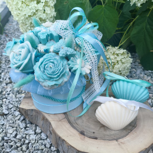 Candle Flowers Box „Turkusowe Marzenie” - z naturalnego wosku sojowego
