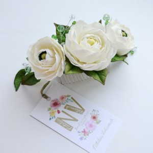 Ślubny grzebyk White Ranunculus