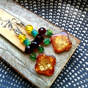 kolczyki długie kolorowe kwiaty hindi etno boho