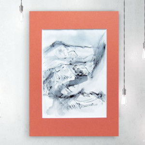 rysunek z krajobrazem górskim, czarno biały szkic, grafika z górami, górski szkic, skandynawski obraz, ślub prezent, prezent na ślub, prezent do domu