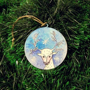 Ozdoba drewniana jelonek biały