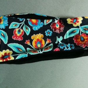 opaska czarna podwójna damska szeroka folk handmade