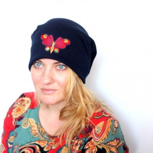 czapka dresowa damska wiosenna z motylem