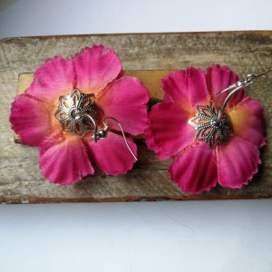 kolczyki długie kolorowe hindi etno boho kwiaty handmade