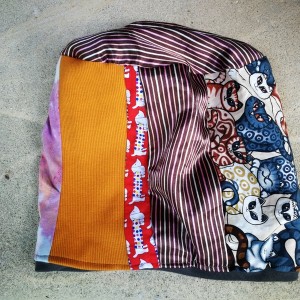 czapka damska szyta patchworkowo kolorowa miękka