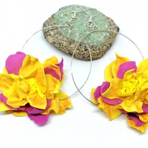 kolczyki kwiaty  flamenco lekkie handmade