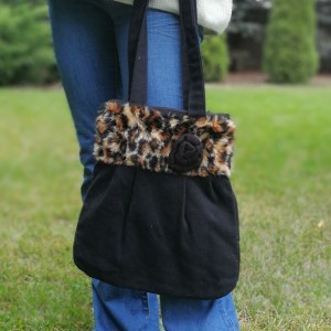 torebka damska retro futerko pantera handmade