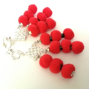 klipsy pompony etno boho wiszące