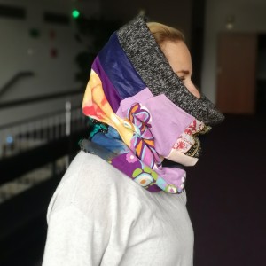 komin patchworkowy zimowy boho handmade kolorowy ciepły