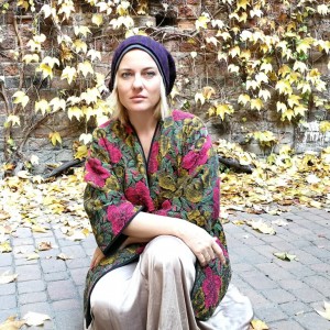 czapka unisex damska męska wełna fioletowa duża zimowa