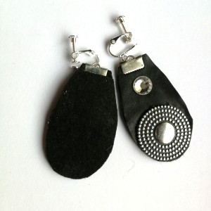 klipsy skóra kryształki duże boho lekkie