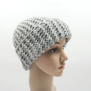 Gruba czapka Szary Rules robiona ręcznie na drutach one size unisex odwijana długa