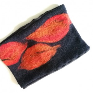 opaska wełniana merynosy zimowa szerokoa boho granatowa