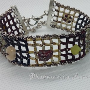 Kratka z minerałami bransoletka handmade beading