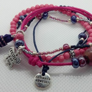 Zestaw różowy komplet bransoletek handmade