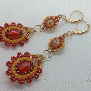 Pomarańczowe kolczyki handmade beading