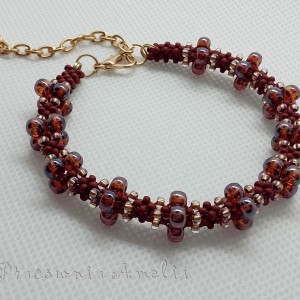 złote brązy terakota bransoletka beading handmade