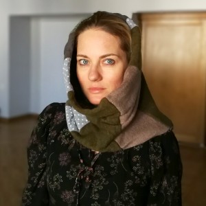 komin patchworkowy zimowy boho handmade kolorowy ciepły