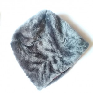 czapka futrzana zimowa ciepła handmade kolor szara