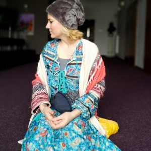 czapka futrzana zimowa ciepła handmade kolor szara