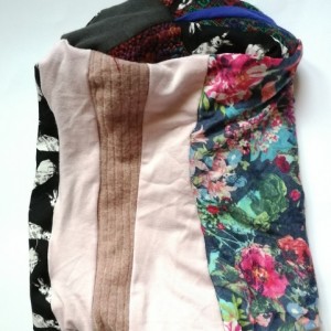 czapka patchworkowa damska dzianina   bawełna króliki etno boho