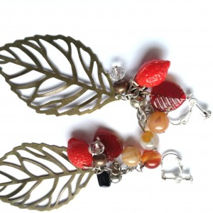 klipsy etno boho listki wiszące