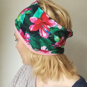 opaska sportowa damska kwiaty bawełna dzianina