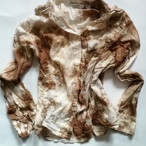 bawełniana recznie farbowana koszula koronka hafty