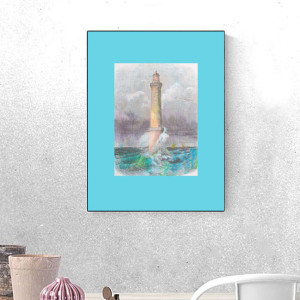 retro plakat A3, retro grafika na ścianę, 30x40 plakat vintage, latarnia plakat do domu, żeglarski obrazek A3, marynistyczna dekoracja do pokoju, plakat z latarnią morską