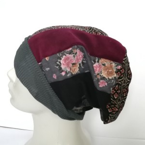 czapka patchwork smerfetka dresowa dzianina boho