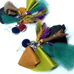 klipsy lekkie etno folkowe pompony handmade